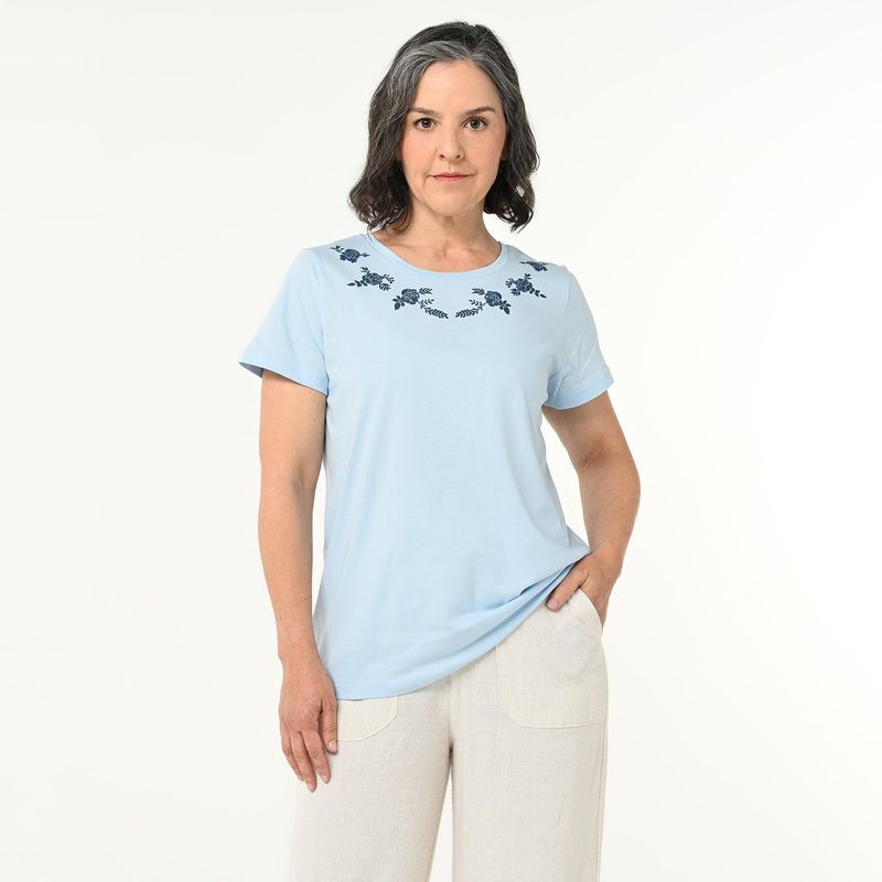 NEWPORT - Camiseta Mujer con Estampado Manga corta de Algodón Newport