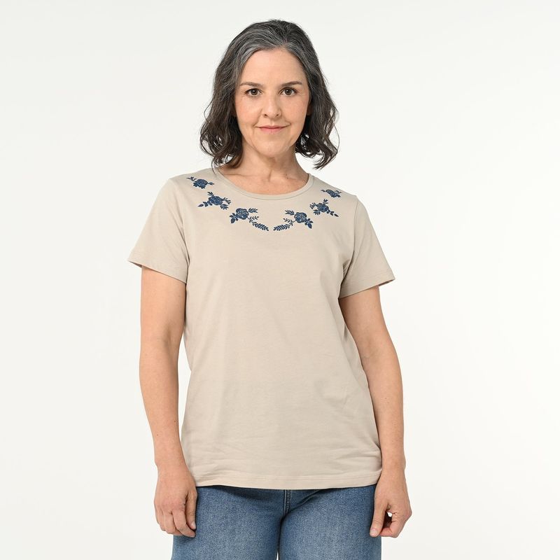NEWPORT - Camiseta Mujer con Estampado Manga corta de Algodón Newport