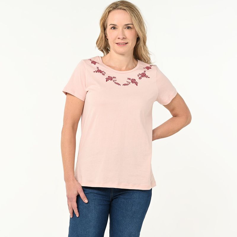 NEWPORT - Camiseta Mujer con Estampado Manga corta de Algodón Newport