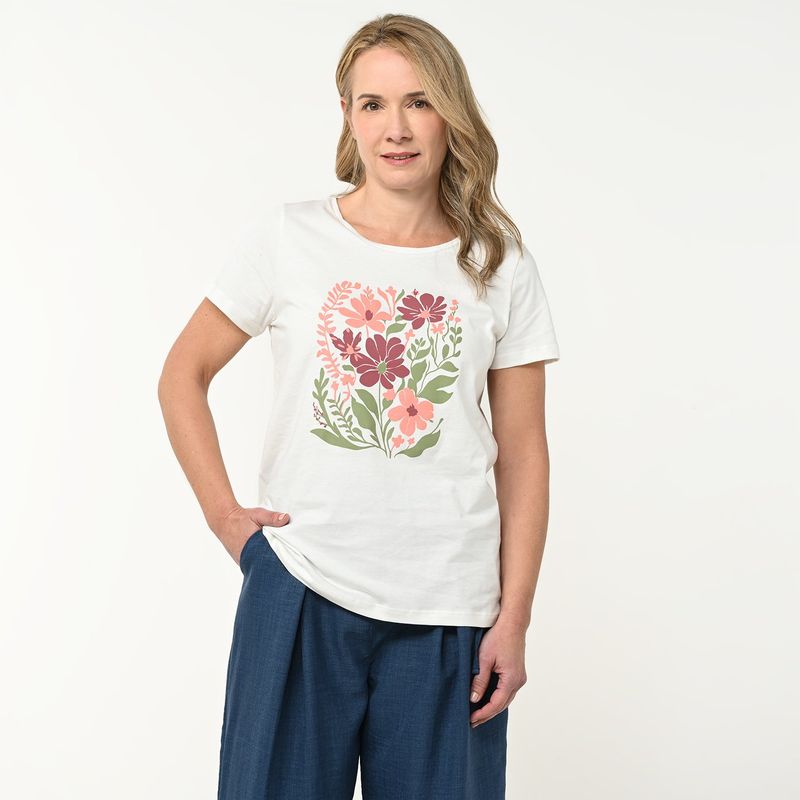 NEWPORT - Camiseta Mujer con Estampado Manga corta de Algodón Newport