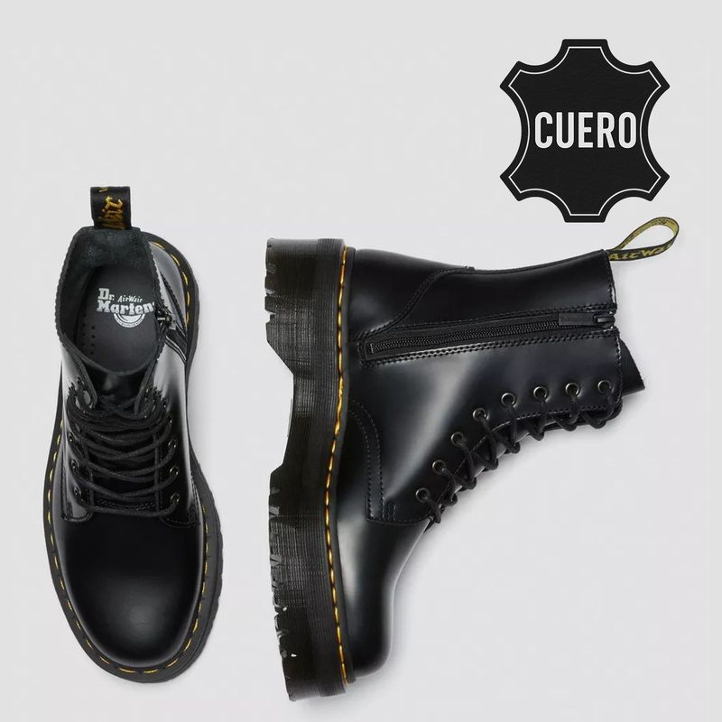 Botas Martens para Mujer en cuero Jadon Black Polished Smooth