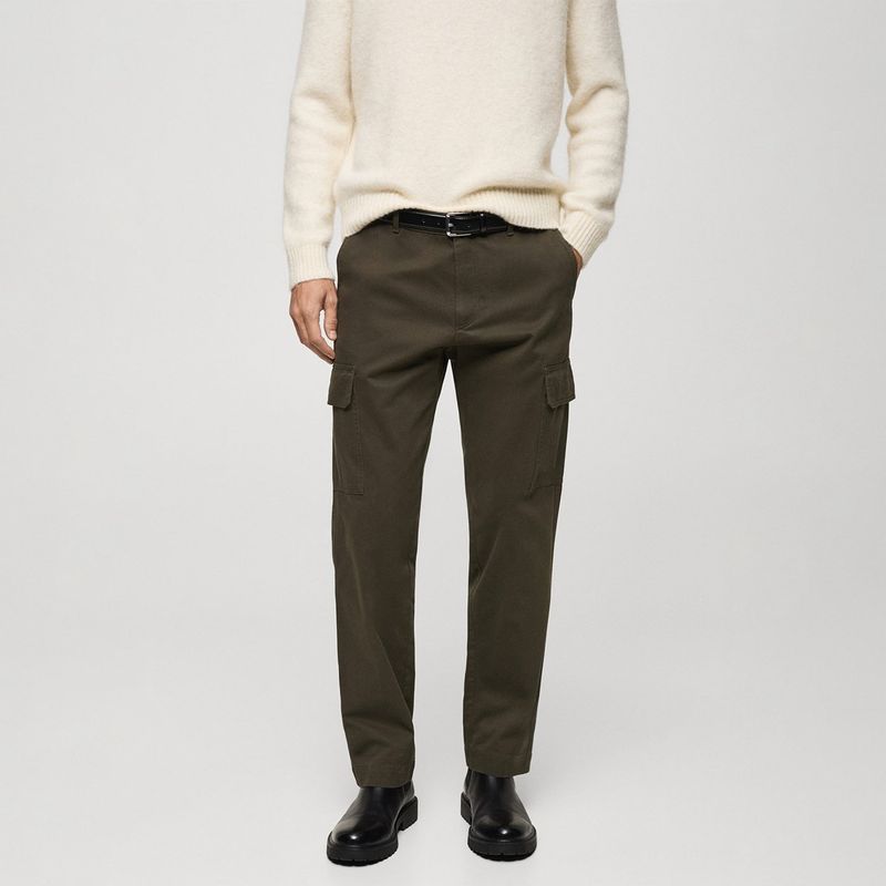 MANGO - Pantalón Cargo Hombre Recto de Algodón MANGO