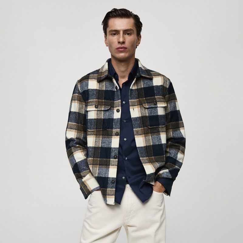 MANGO - Camisa Hombre de Cuadros Manga larga MANGO