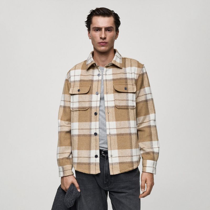 MANGO - Camisa Hombre de Cuadros Manga larga MANGO