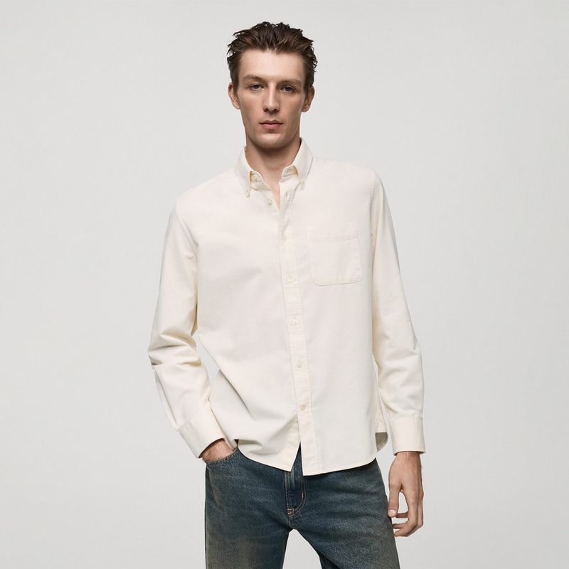 MANGO - Camisa Hombre Manga larga de Algodón MANGO