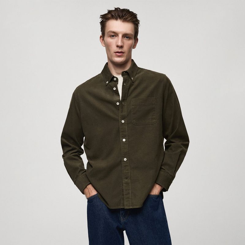 MANGO - Camisa Hombre Manga larga de Algodón MANGO