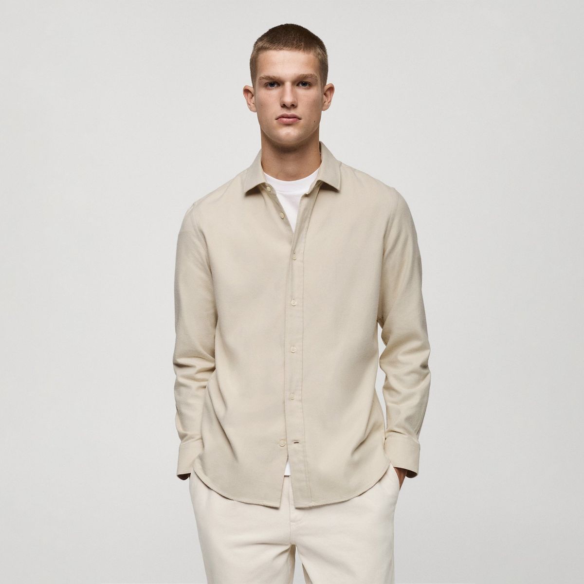 MANGO - Camisa Hombre Manga larga de Algodón Mango