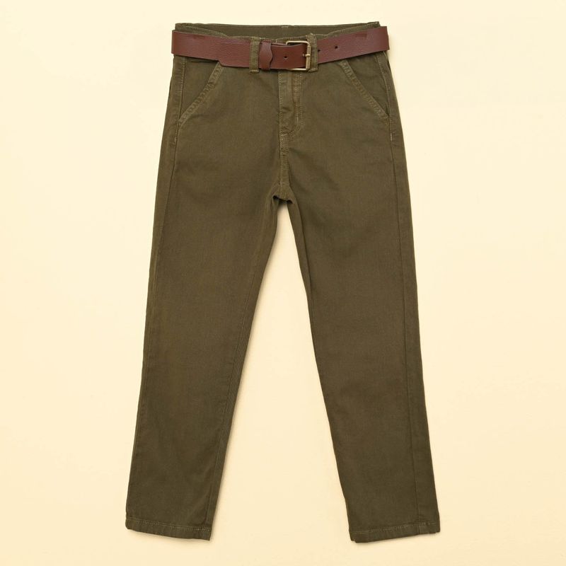 CONIGLIO - Pantalón para Niño Con cinturón Regular de Algodón Coniglio