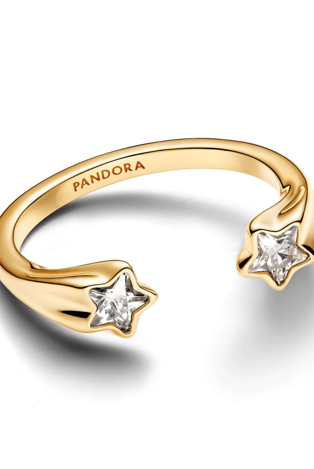 PANDORA - Anillo Pandora Abierto Estrella Fugaces Recubrimiento en Oro 