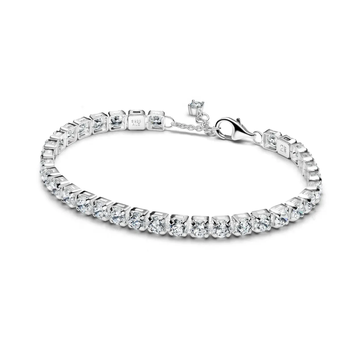 PANDORA - Brazalete Pandora Tenis Ancha Brillante Plata Esterlina