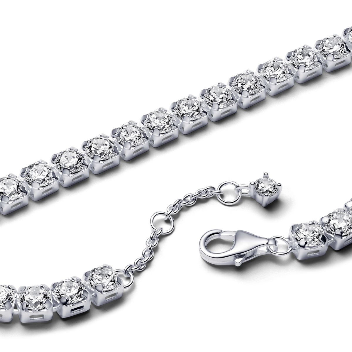PANDORA - Brazalete Pandora Tenis Ancha Brillante Plata Esterlina