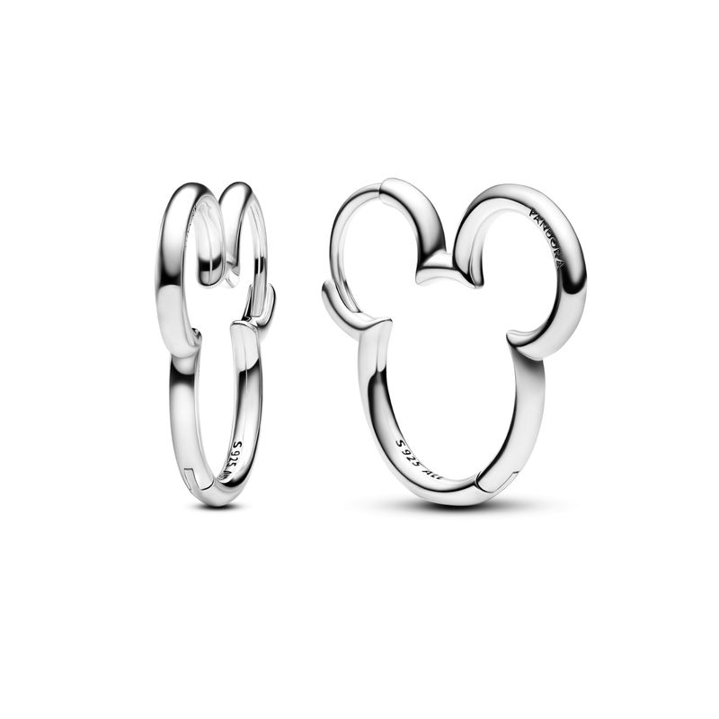 PANDORA - Aretes Pandora Aro Silueta de Mickey Mouse de Disney Plata Esterlina
