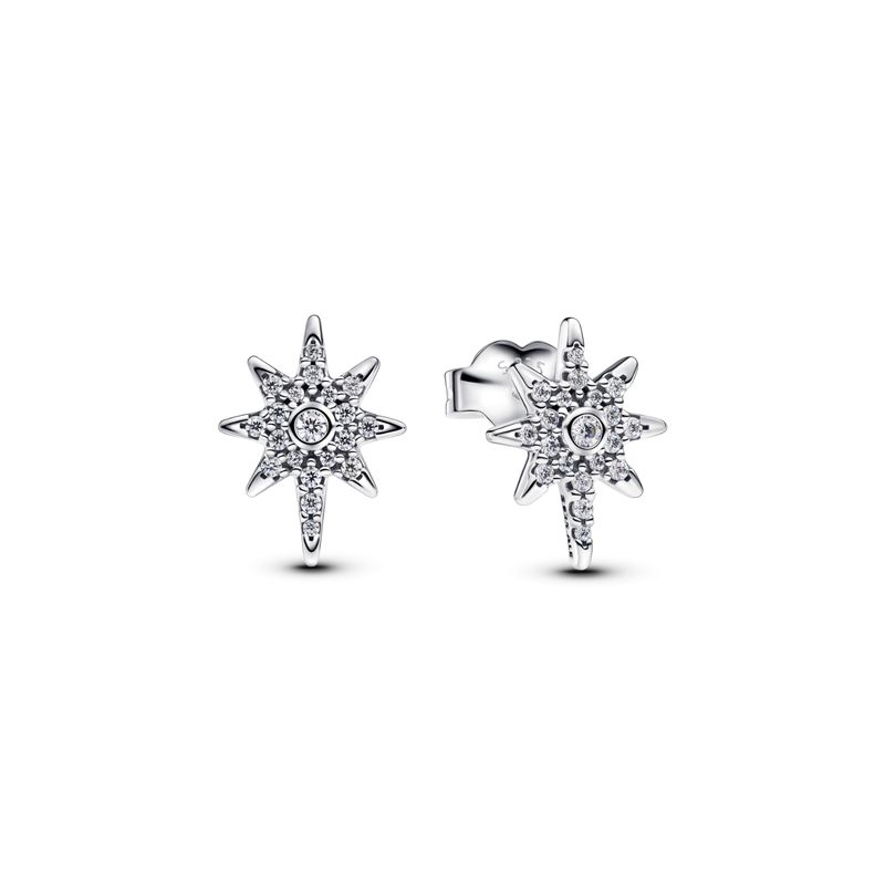 PANDORA - Aretes Pandora Botón Estrella Polar Brillante Plata Esterlina