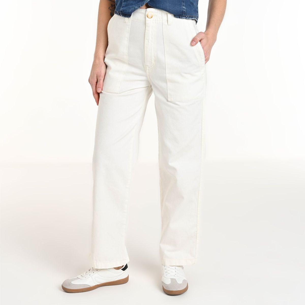 BASEMENT - Pantalón Culotte Mujer Tiro medio de Algodón Basement