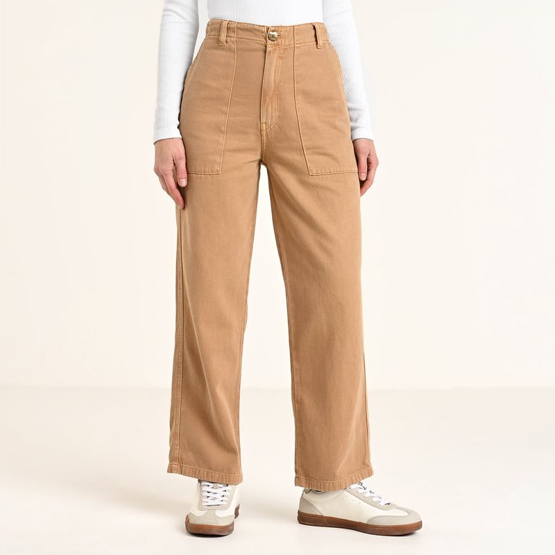 BASEMENT - Pantalón Culotte Mujer Tiro medio de Algodón Basement