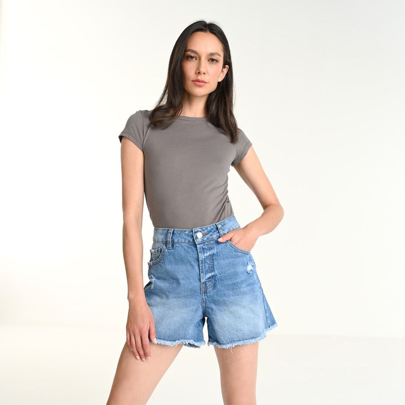 BASEMENT - Short Mujer Tiro medio de Algodón Basement