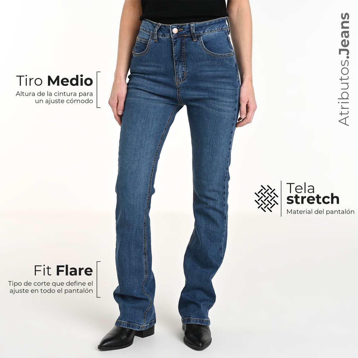 BASEMENT - Jean Flare Mujer Tiro medio Basement