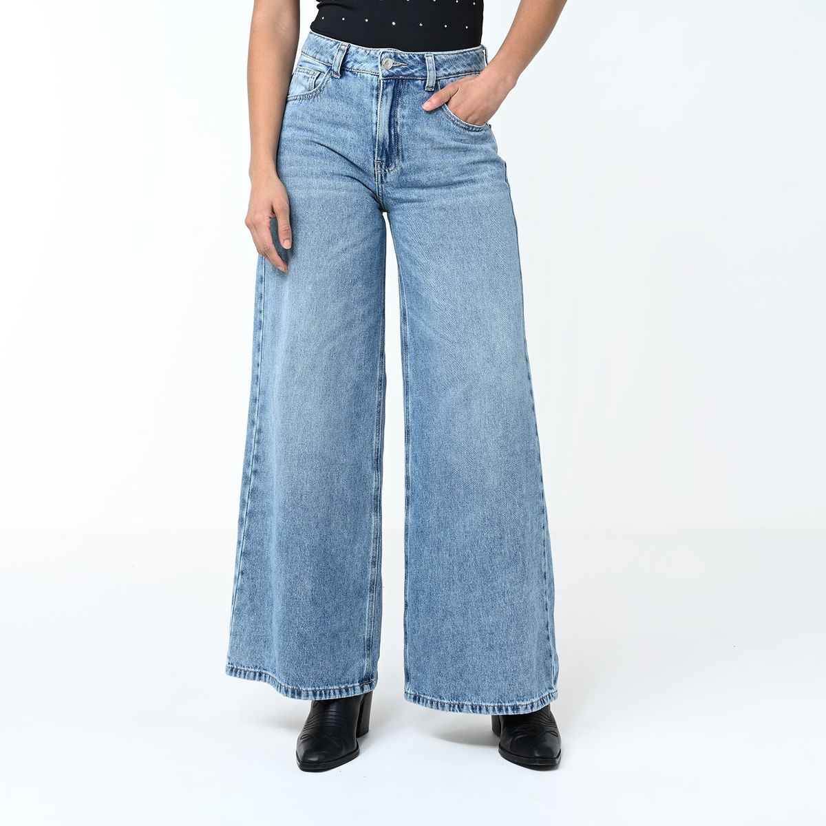 BASEMENT - Jean Wide leg Mujer Tiro medio Basement