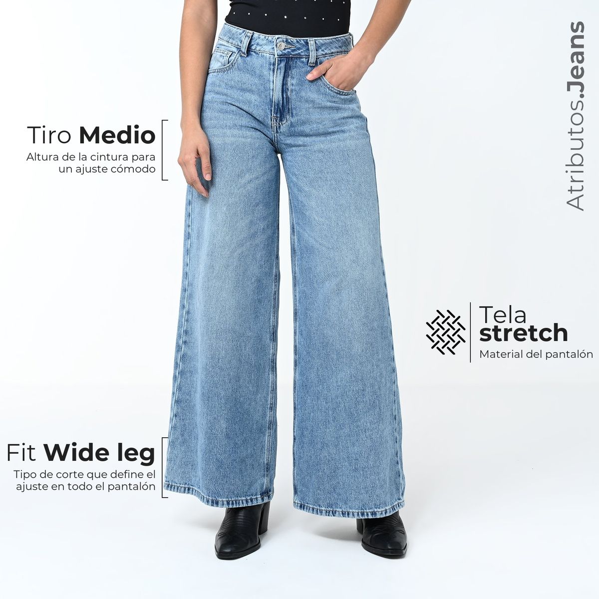 BASEMENT - Jean Wide leg Mujer Tiro medio Basement