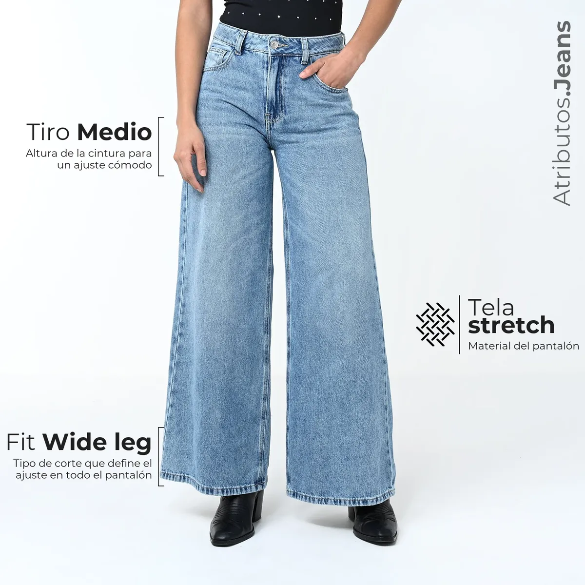 BASEMENT - Jean Wide leg Mujer Tiro medio Basement