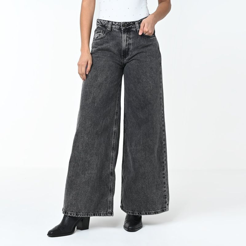 BASEMENT - Jean Wide leg Mujer Tiro medio Basement