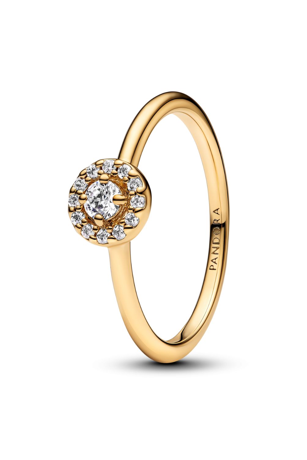 PANDORA - Anillo Pandora Halo Redondo en Pavé Recubrimiento en Oro 