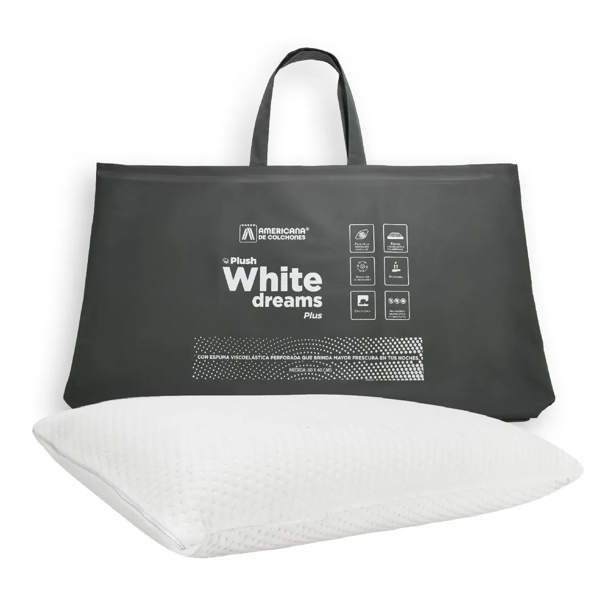 AMERICANA DE COLCHONES - Almohada Viscoelástica Soft PLUS 40 x 80 x 13 cm AMERICANA DE COLCHONES