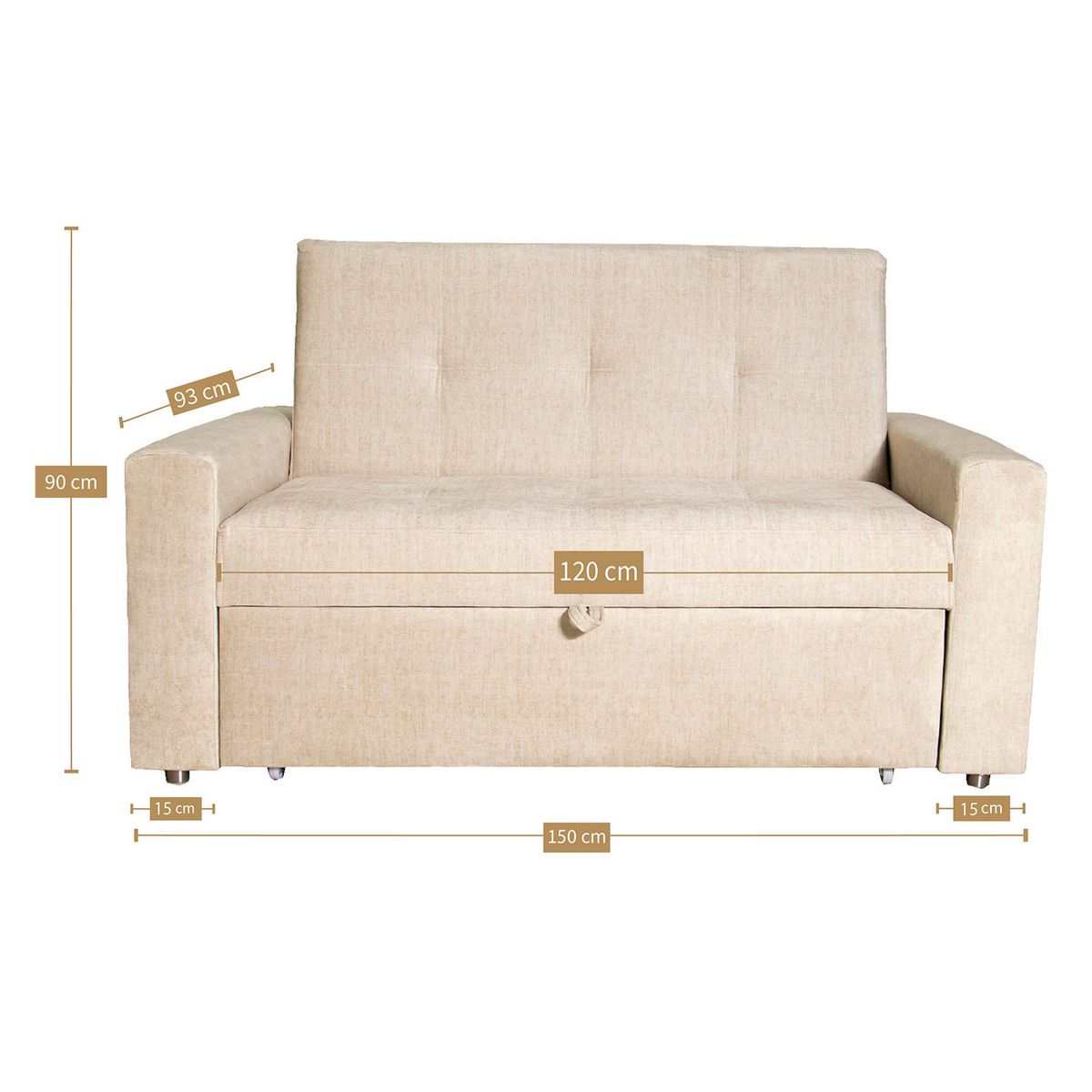 DORMILANDIA - Sofá cama germano beige 1,5 plazas Tela