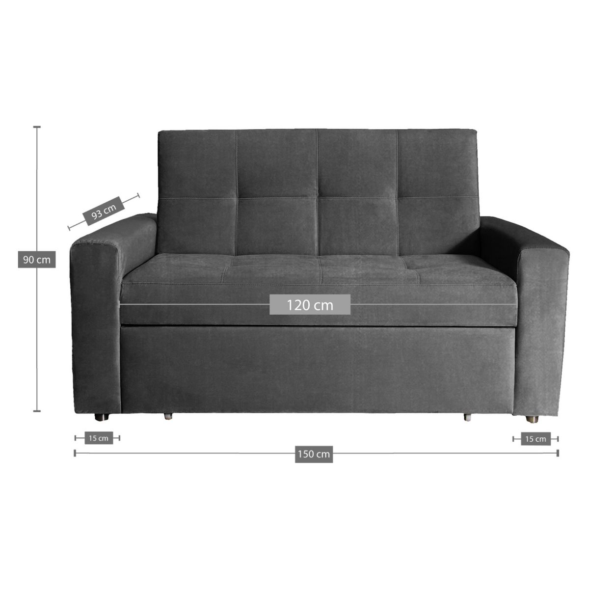 DORMILANDIA - Sofá cama germano gris 1,5 plazas Tela