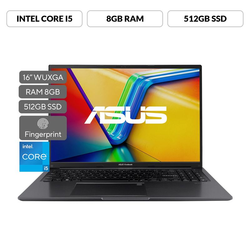 ASUS - Portátil ASUS Vivobook 16 | Intel Core i5 | 8GB de RAM | 512GB SSD de almacenamiento | Windows 11 |16 Pulgadas | X1605ZA-MB771W |  Computador portátil