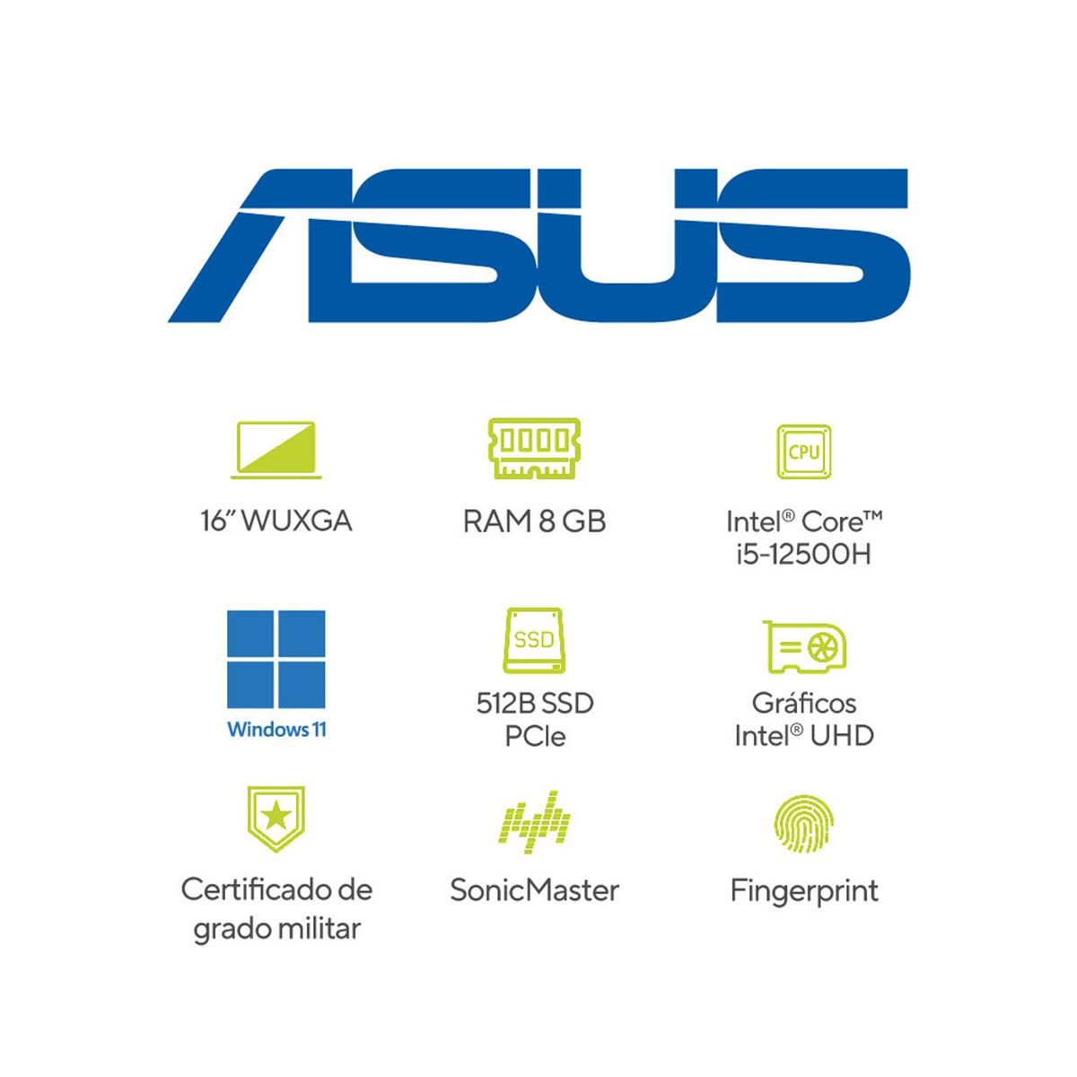 ASUS - Portátil ASUS Vivobook 16 | Intel Core i5 | 8GB de RAM | 512GB SSD de almacenamiento | Windows 11 |16 Pulgadas | X1605ZA-MB771W |  Computador portátil