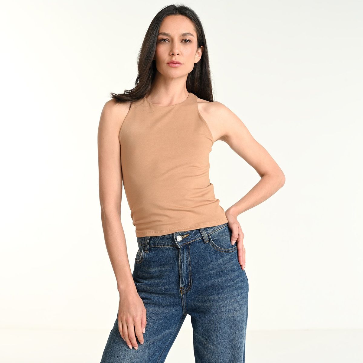 BASEMENT - Camiseta Mujer Sin mangas de Algodón Basement