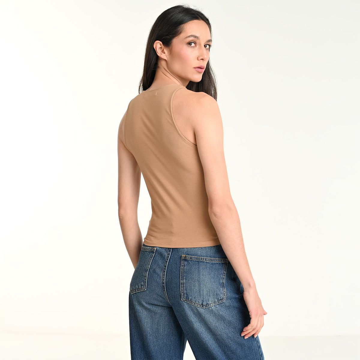 BASEMENT - Camiseta Mujer Sin mangas de Algodón Basement