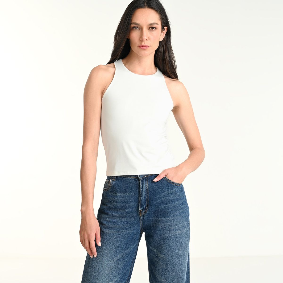 BASEMENT - Camiseta Mujer Sin mangas de Algodón Basement