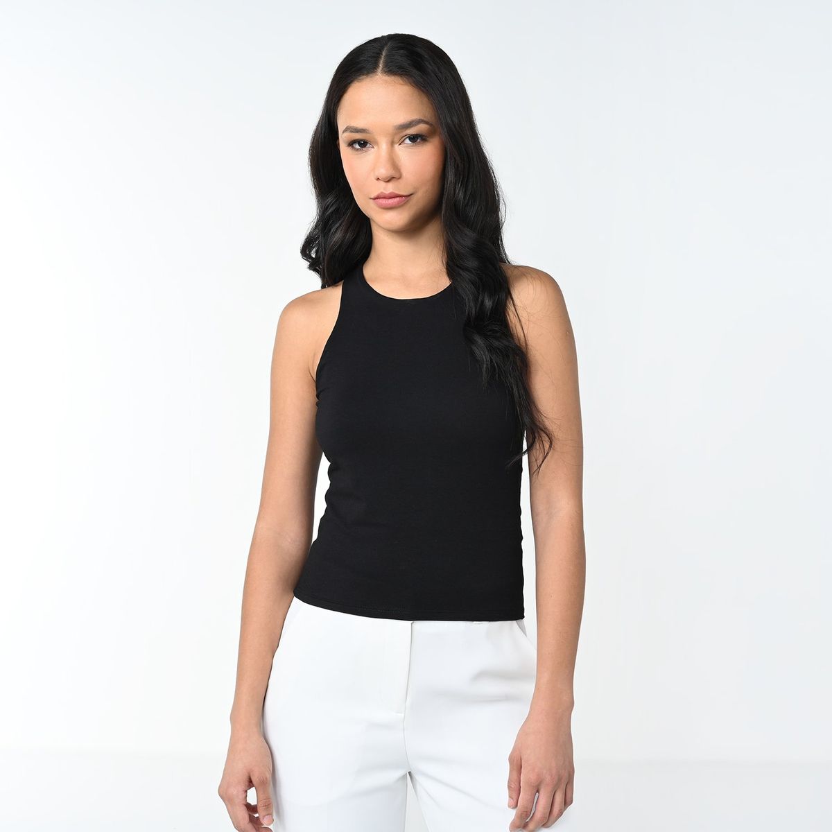 BASEMENT - Camiseta Mujer Sin mangas de Algodón Basement