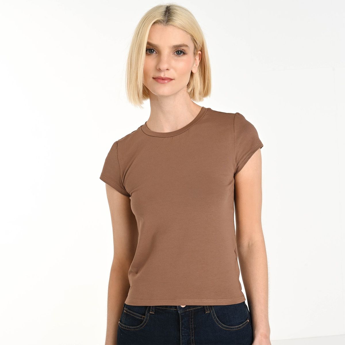 BASEMENT - Camiseta Mujer Manga corta de Algodón Basement