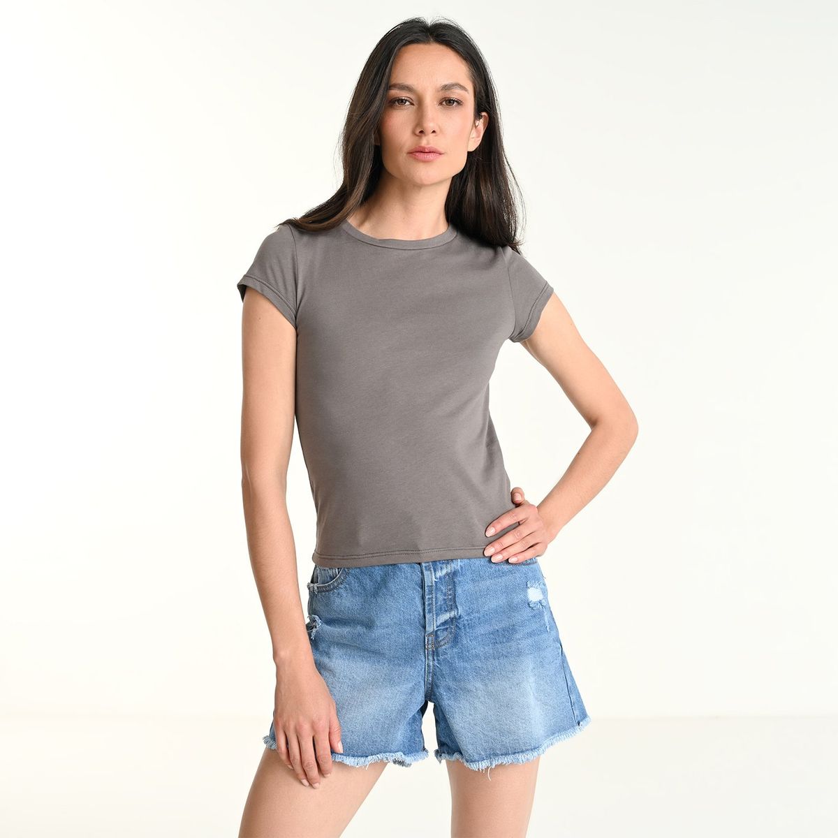 BASEMENT - Camiseta Mujer Manga corta de Algodón Basement