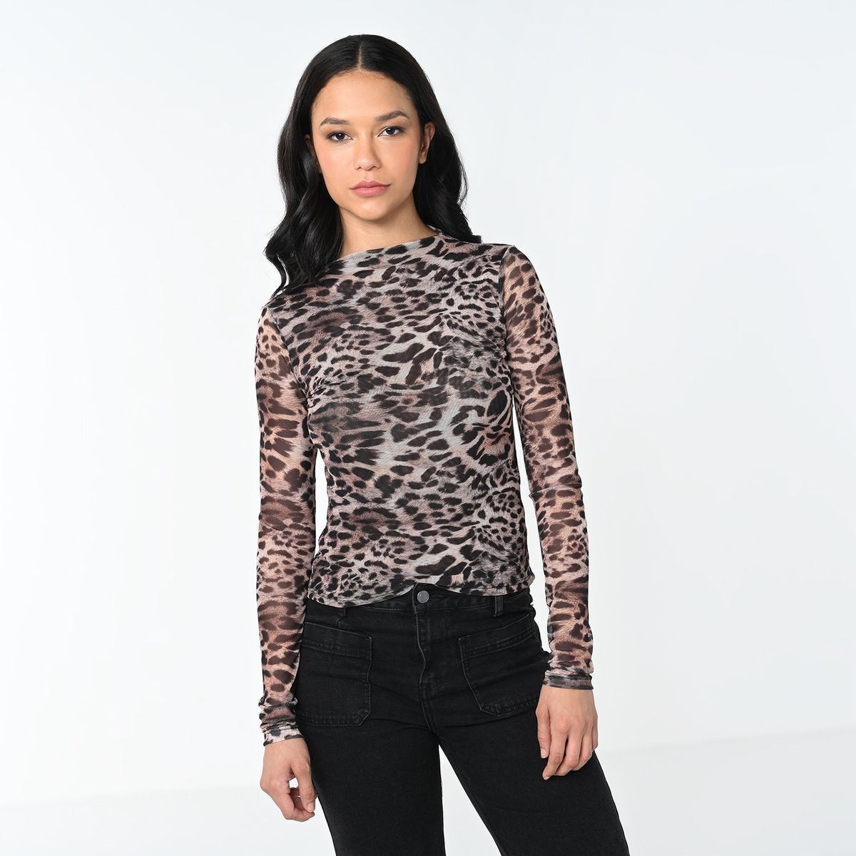 BASEMENT - Blusa Mujer Animal print Manga larga Basement