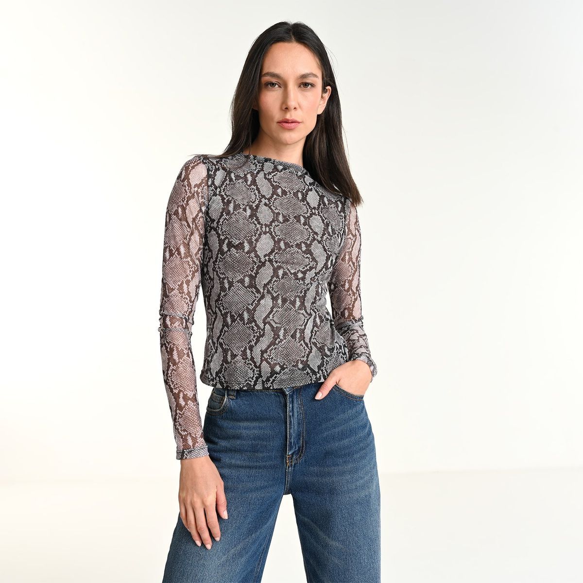 BASEMENT - Blusa Mujer Animal print Manga larga Basement