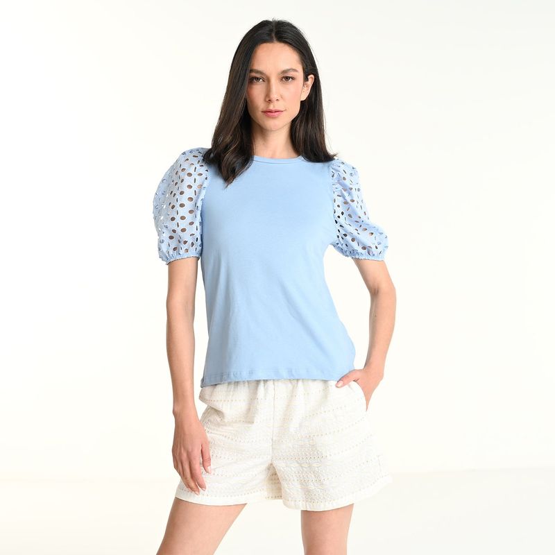 BASEMENT - Camiseta Mujer con Ojalillo Sin mangas de Algodón Basement