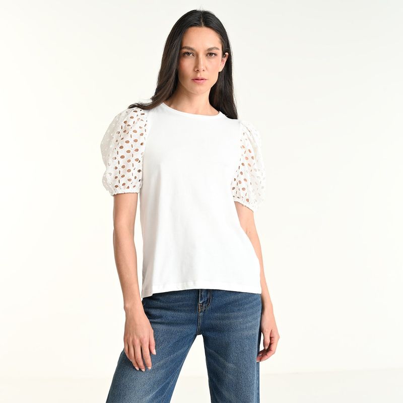 BASEMENT - Camiseta Mujer con Ojalillo Sin mangas de Algodón Basement