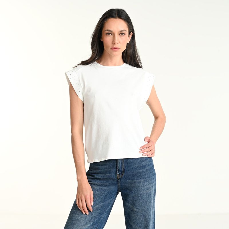 BASEMENT - Camiseta Mujer Sin mangas de Algodón Basement