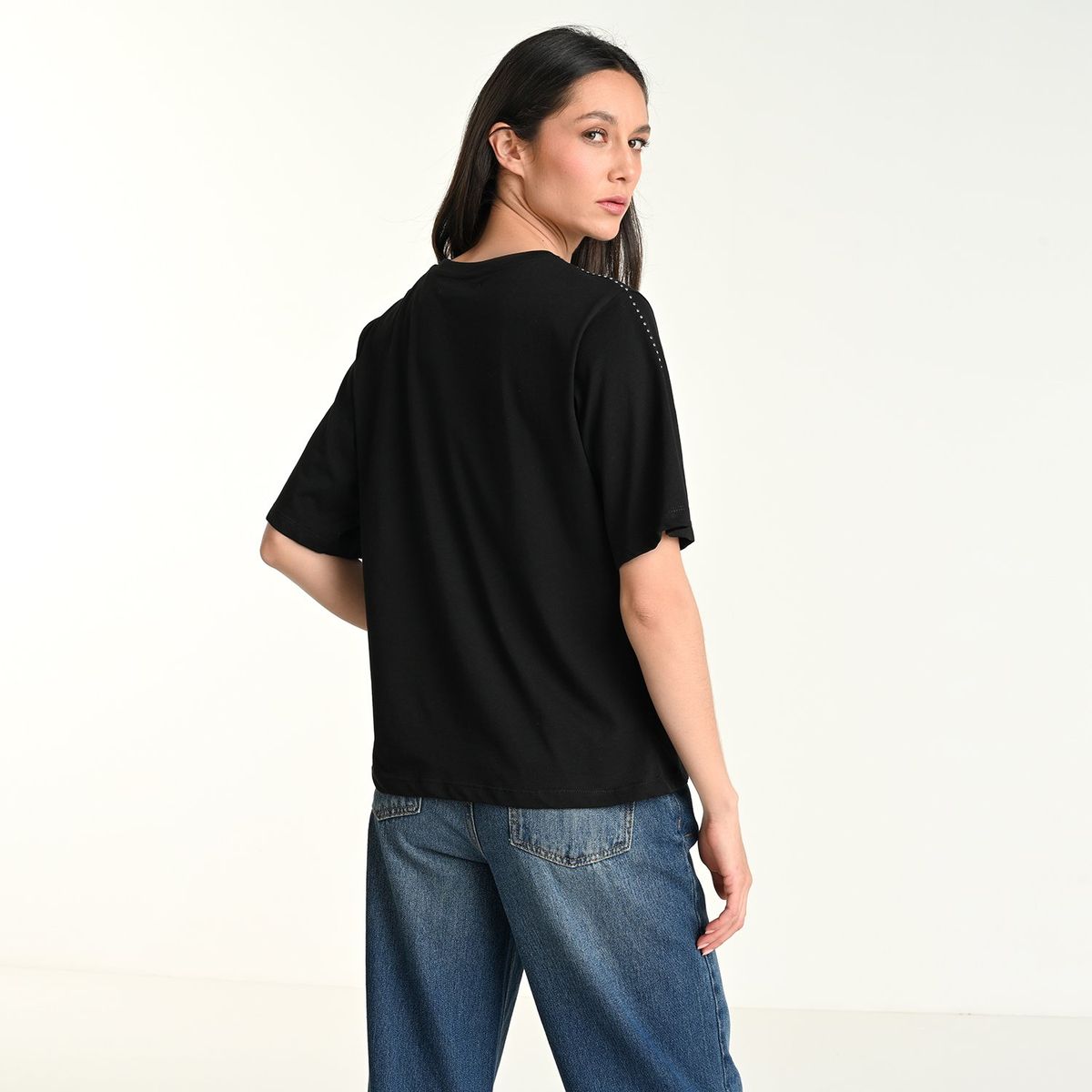 BASEMENT - Camiseta Mujer Con taches Manga corta de Algodón Basement