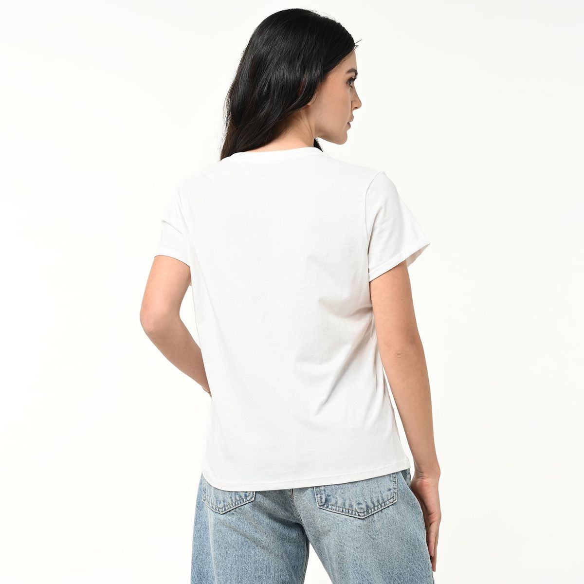 BASEMENT - Camiseta Mujer con Estampado Manga corta de Algodón Basement