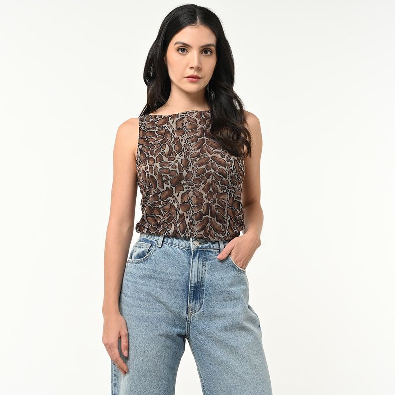 BASEMENT - Top Mujer Sin mangas Animal print Basement