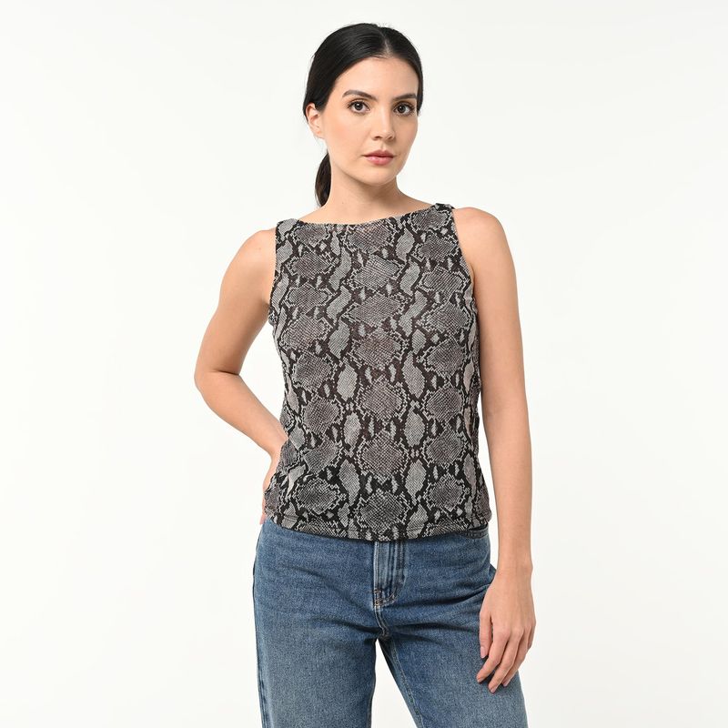 BASEMENT - Top Mujer Sin mangas Animal print Basement