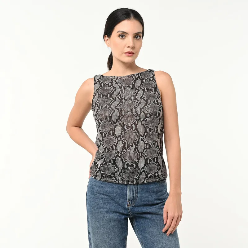 BASEMENT - Top Mujer Sin mangas Animal print Basement