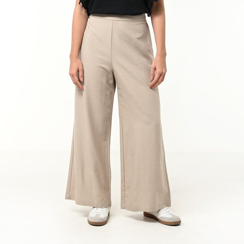 BASEMENT - Pantalón Wide Leg Mujer Tiro alto de Algodón Basement