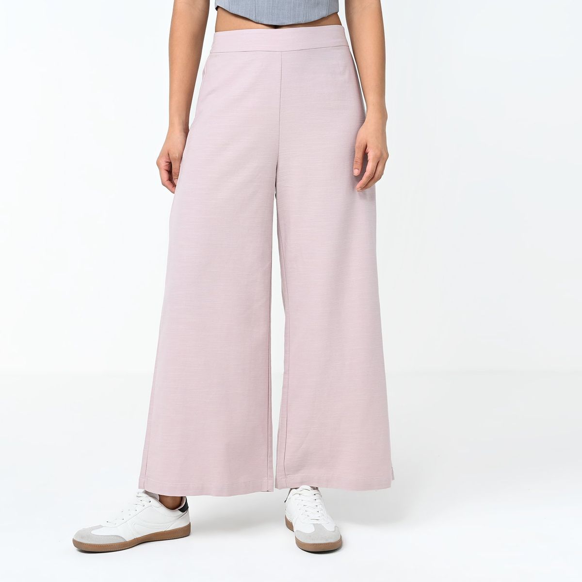 BASEMENT - Pantalón Wide Leg Mujer Tiro alto de Algodón Basement