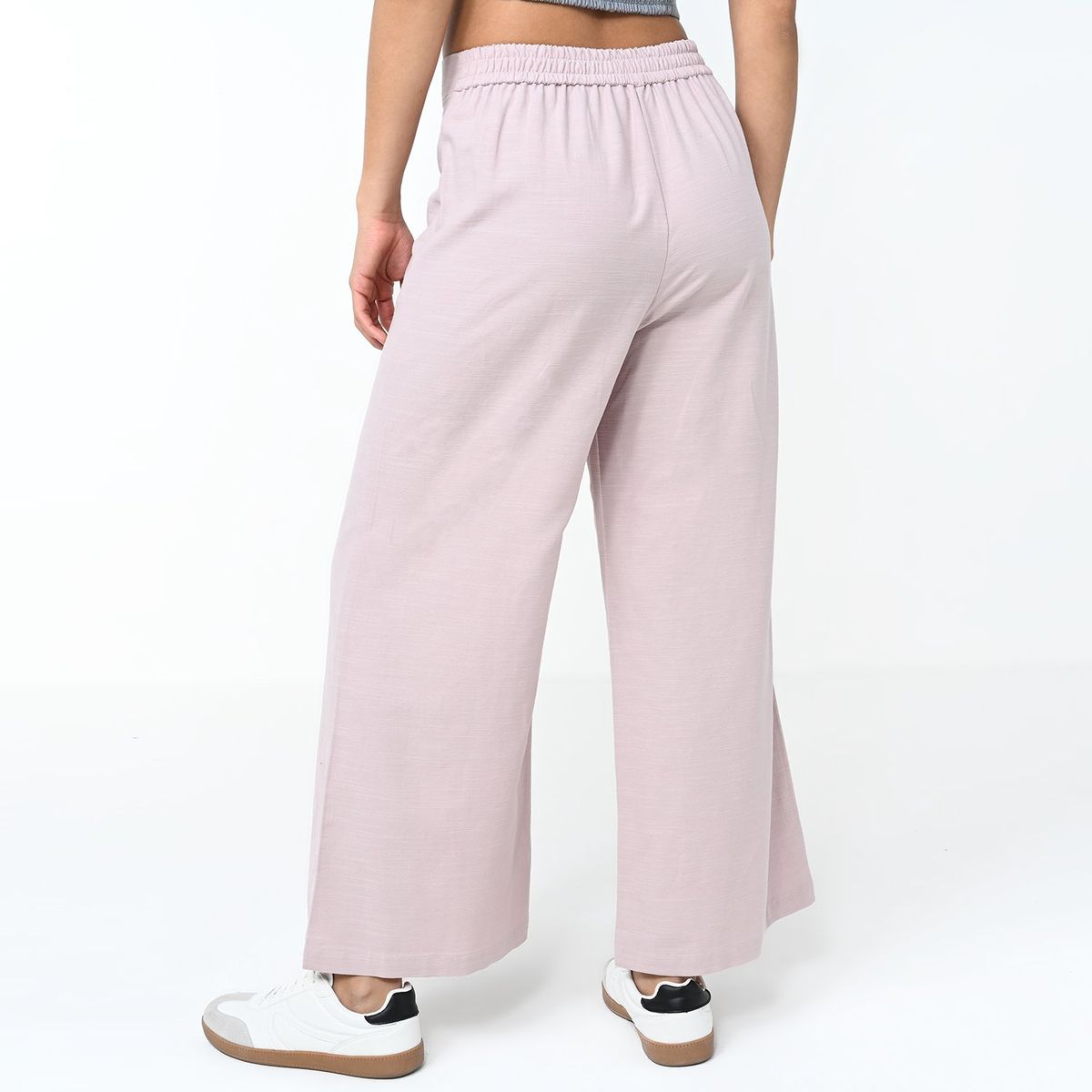BASEMENT - Pantalón Wide Leg Mujer Tiro alto de Algodón Basement